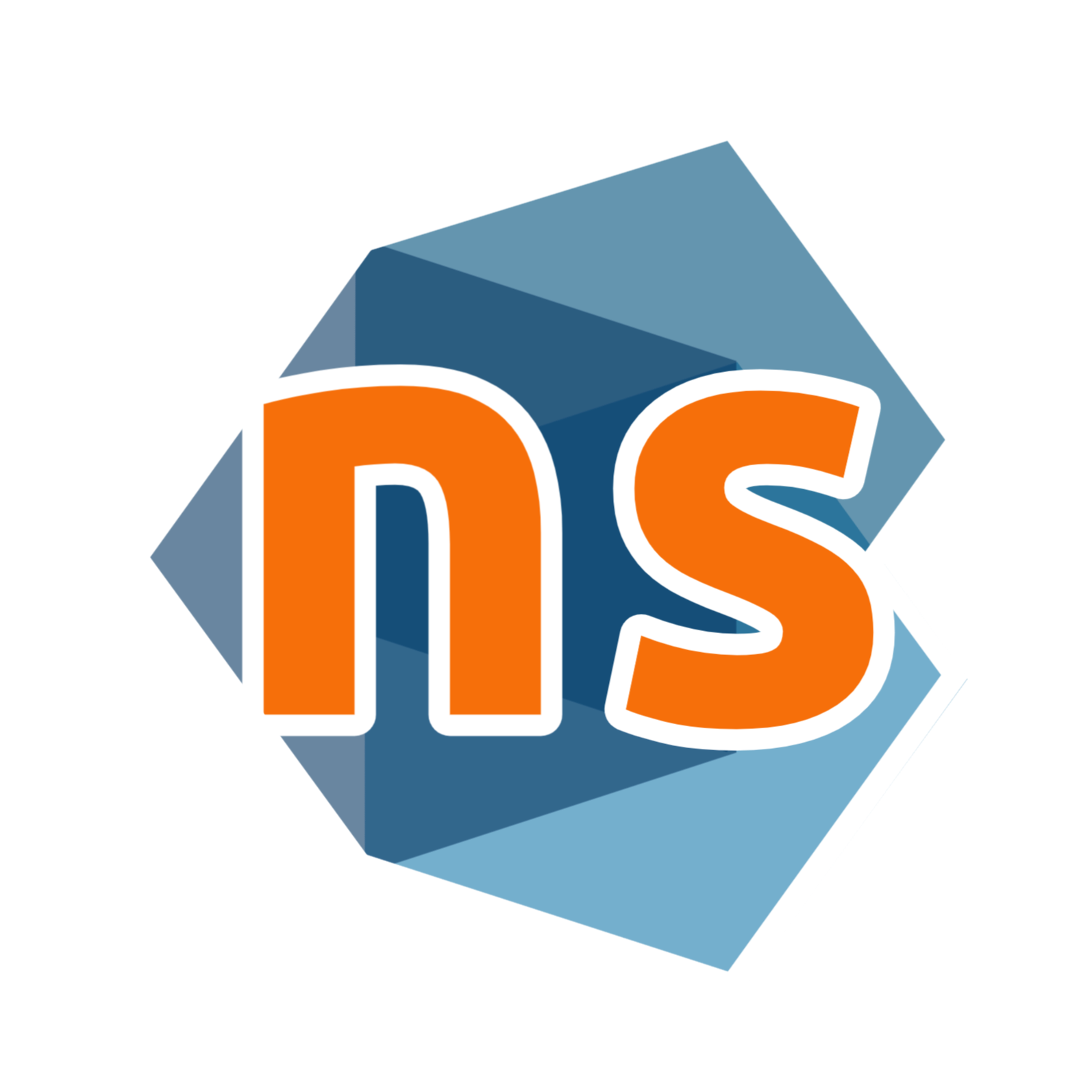 blue nevosense mobile application logo with letters N S